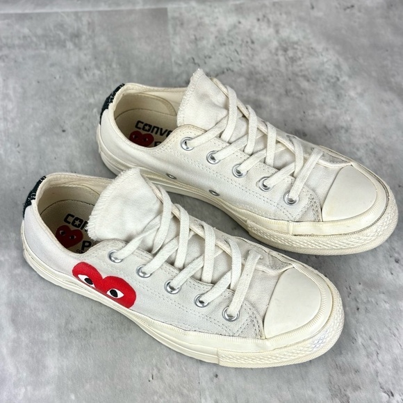 Converse Comme De Garcons Cream Heart Low Top Sneaker - Picture 9 of 11